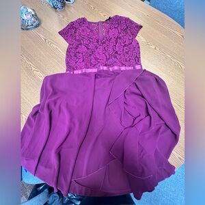 Lace top long dress maroon.